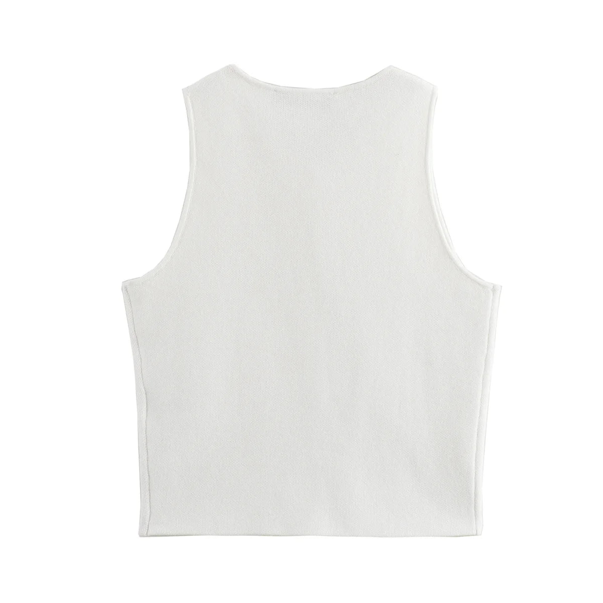 Gilet court en tricot rose sans manches pour femme