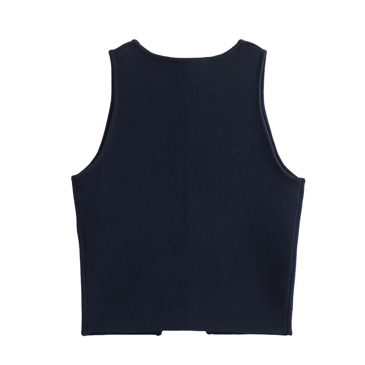 Gilet court en tricot rose sans manches pour femme