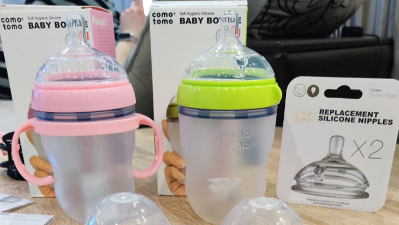 2 Pack Green and Pink Silicone Baby Bottles – 5 oz & 8 oz | BPA Free
