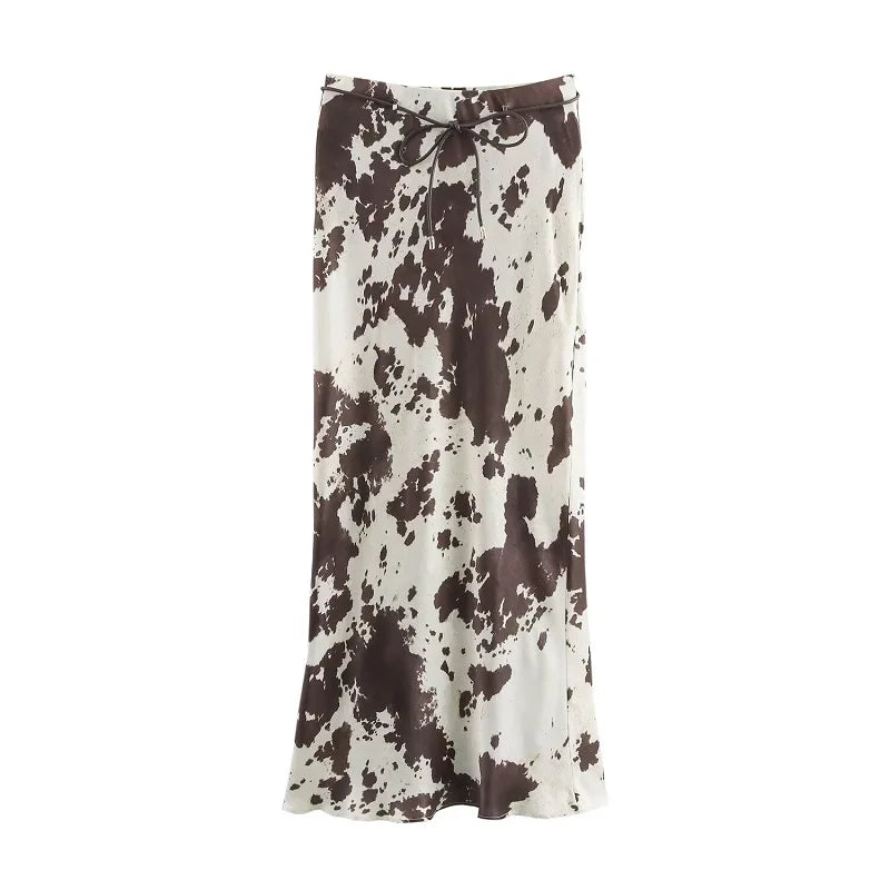 Jupes longues en satin imprimé pour femmes