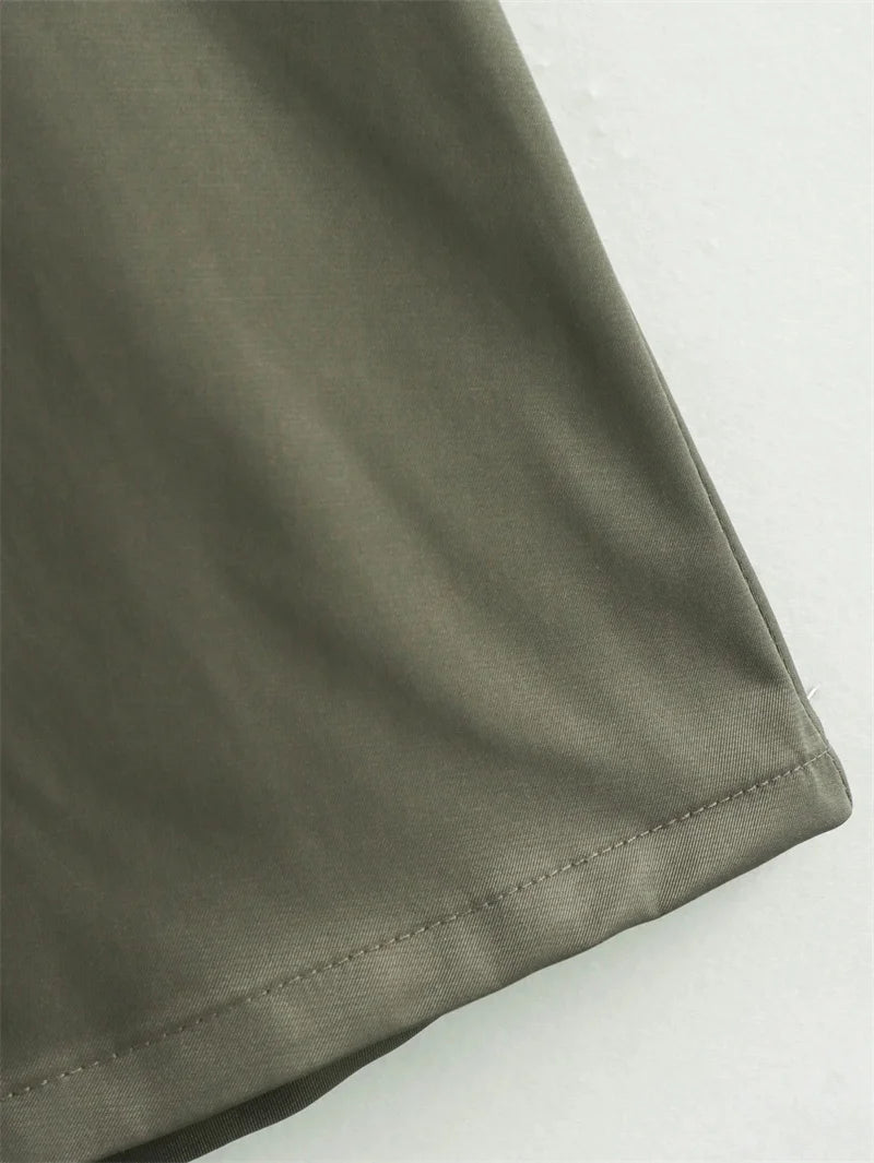 Robe longue à fermeture éclair pour femme sans manches, plissée