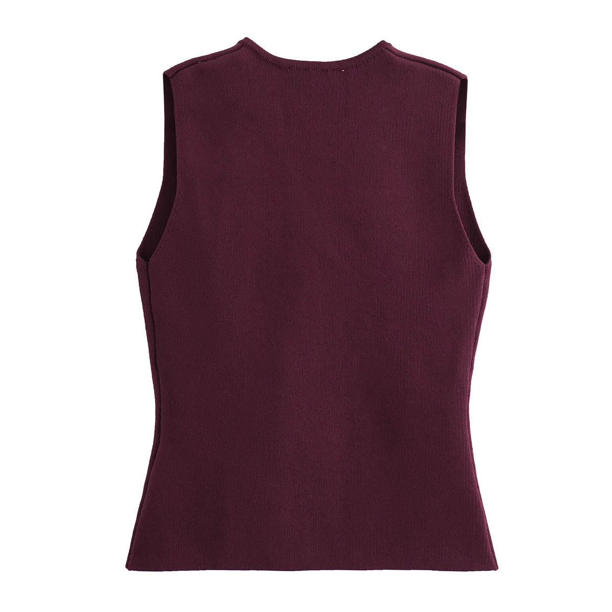 Gilet court en tricot pour femme sans manches, boutonné