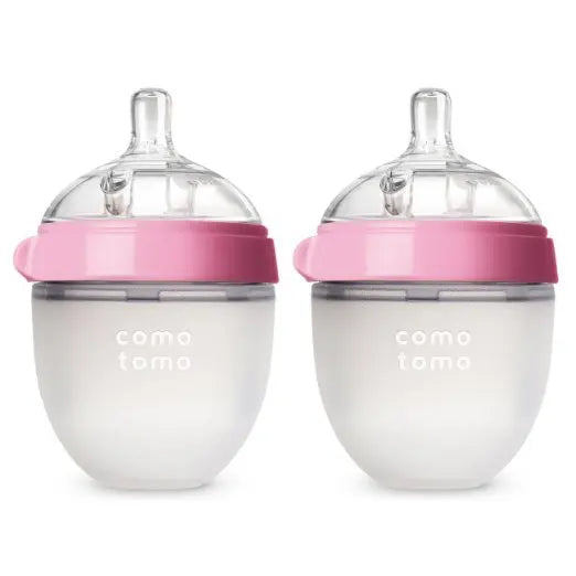 2 Pack Green and Pink Silicone Baby Bottles – 5 oz & 8 oz | BPA Free