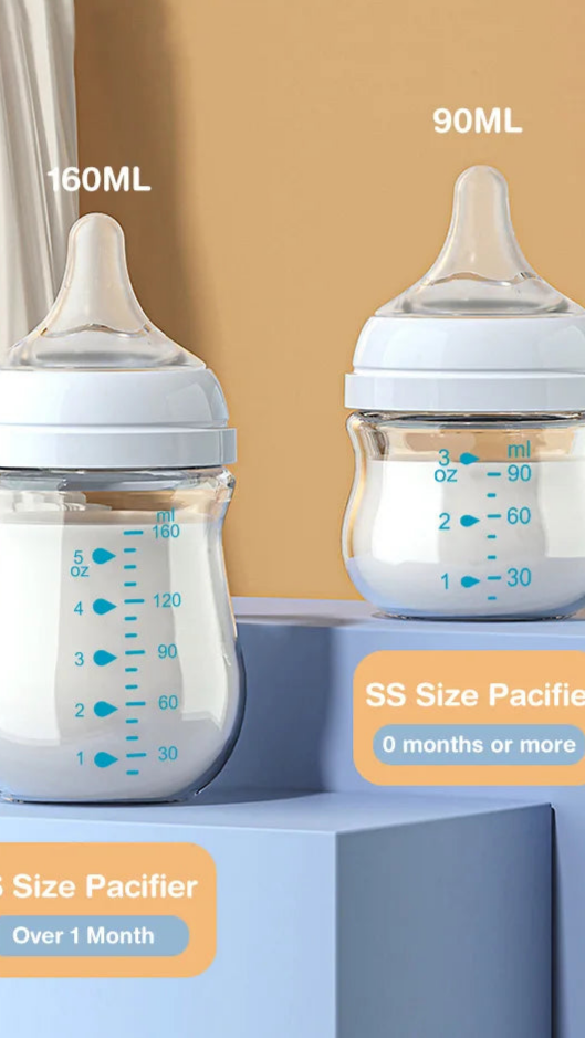 e-Caliber Anti-Colic Glass Baby Bottle – Infants 0-3 Months, BPA Free