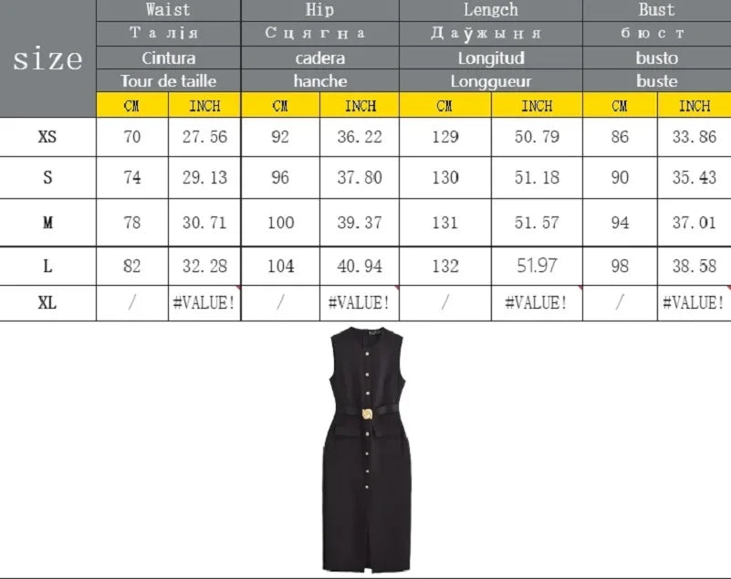 MUJER 2025 Robes pour femmes mi-longue sans manches Printemps/été