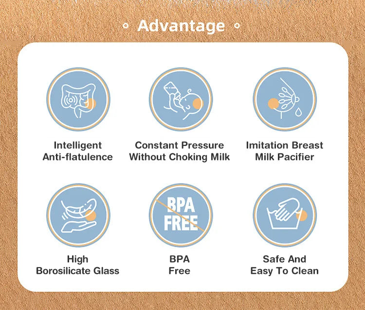 e-Caliber Anti-Colic Glass Baby Bottle – Infants 0-3 Months, BPA Free