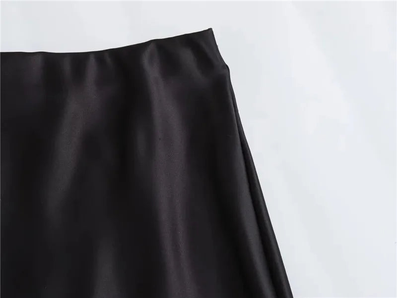 Jupe longue en satin taille haute pour femme été