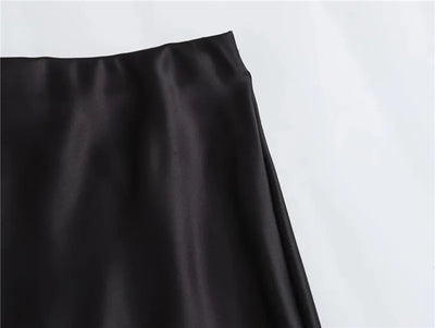 Jupe longue en satin taille haute pour femme été