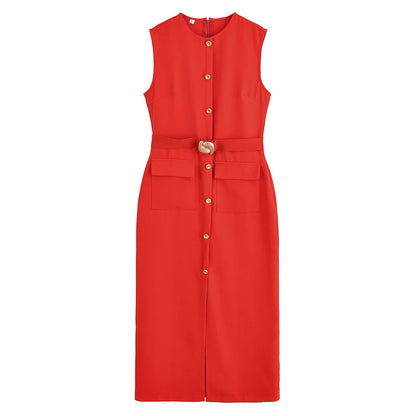 MUJER 2025 Robes pour femmes  mi-longue sans manches  Printemps/été