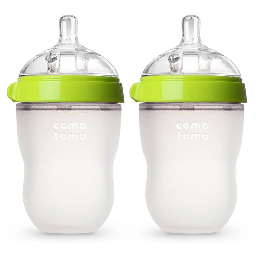 2 Pack Green and Pink Silicone Baby Bottles – 5 oz &amp; 8 oz | BPA Free