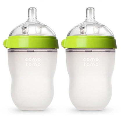 2 Pack Green and Pink Silicone Baby Bottles – 5 oz &amp; 8 oz | BPA Free
