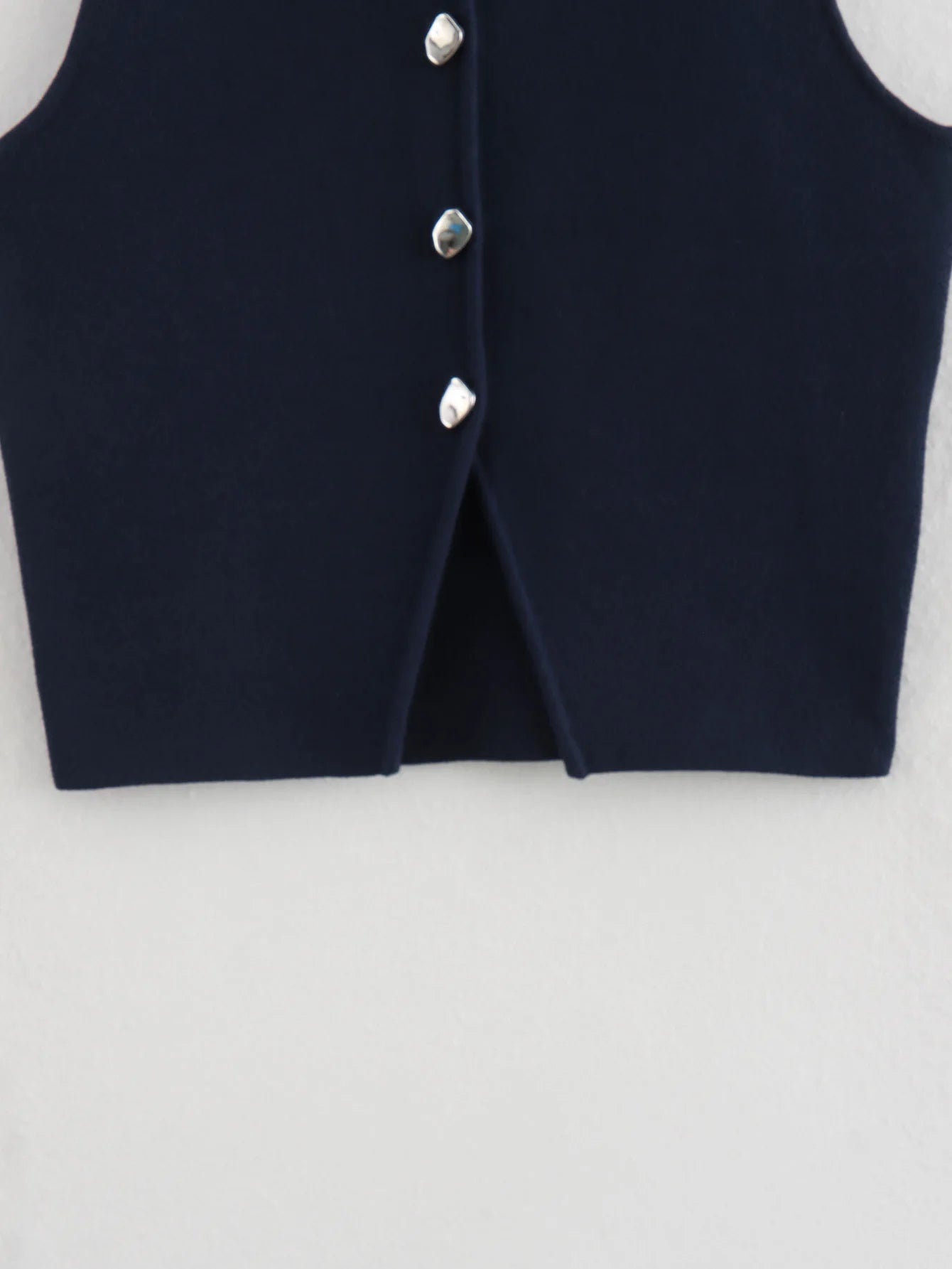 Gilet court en tricot rose sans manches pour femme