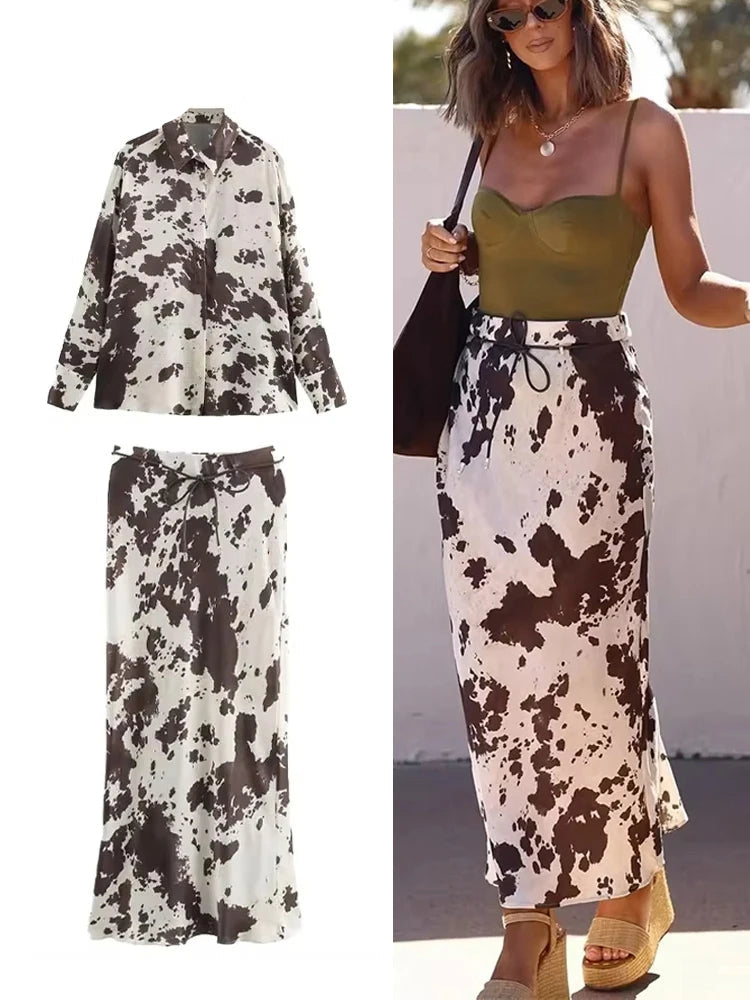 Jupes longues en satin imprimé pour femmes