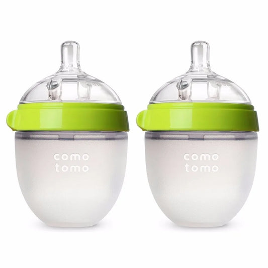 2 Pack Green and Pink Silicone Baby Bottles – 5 oz &amp; 8 oz | BPA Free