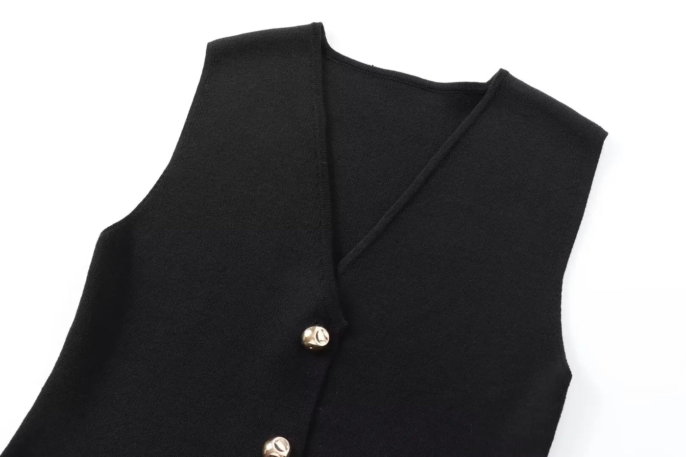 Gilet court en tricot pour femme sans manches, boutonné