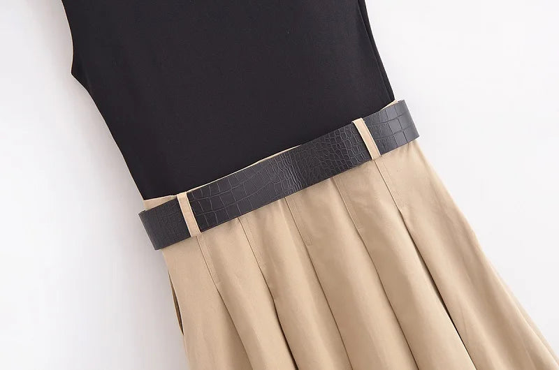 Robes Sans Manches Ceinture Plissée  D'été