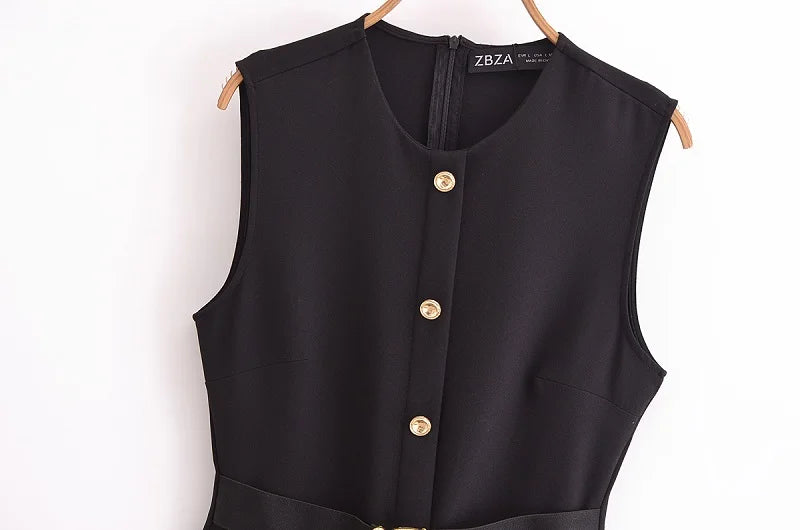 MUJER 2025 Robes pour femmes  mi-longue sans manches  Printemps/été