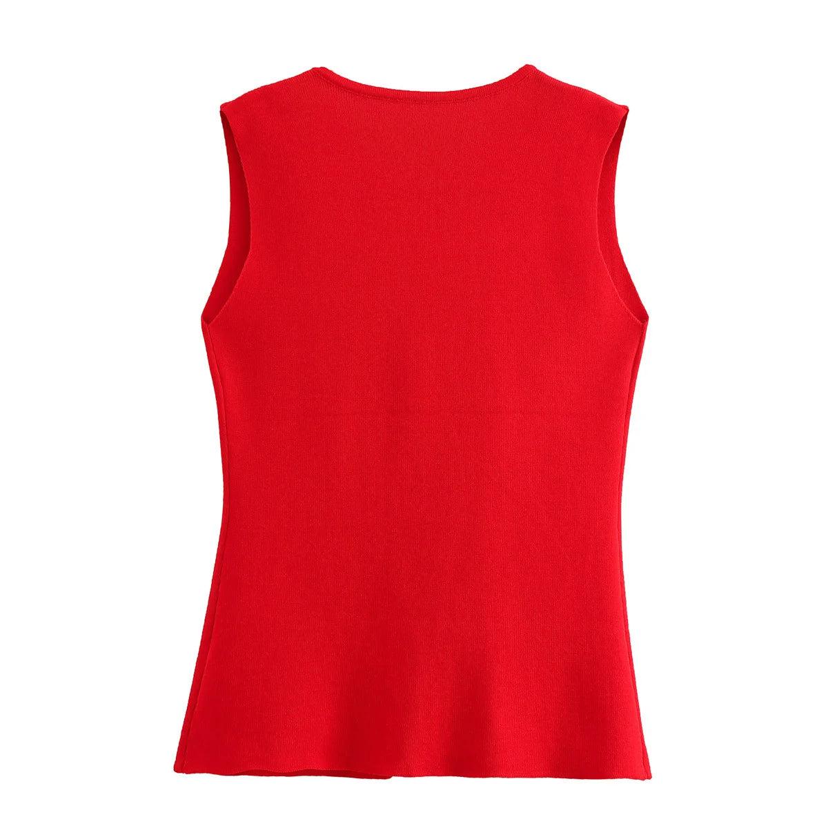 Gilet court en tricot pour femme sans manches, boutonné