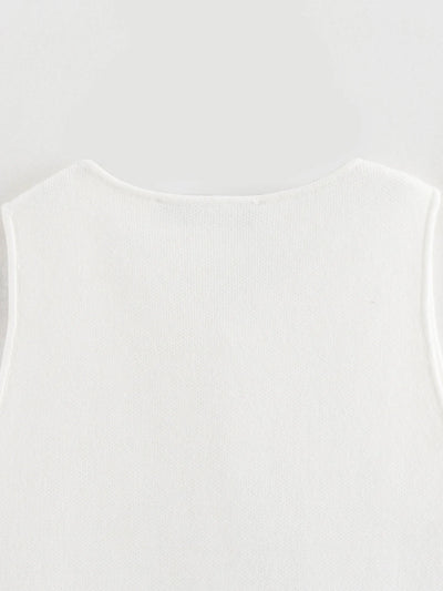 Gilet court en tricot rose sans manches pour femme