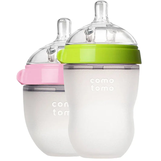 2 Pack Green and Pink Silicone Baby Bottles – 5 oz &amp; 8 oz | BPA Free