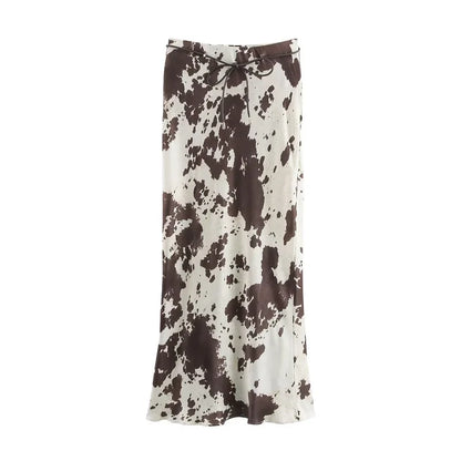Jupes longues en satin imprimé pour femmes
