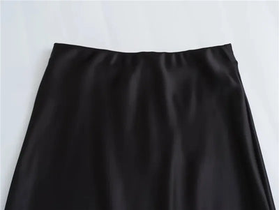 Jupe longue en satin taille haute pour femme été