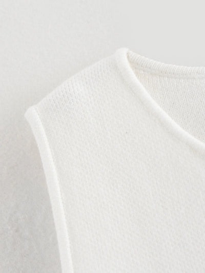 Gilet court en tricot rose sans manches pour femme