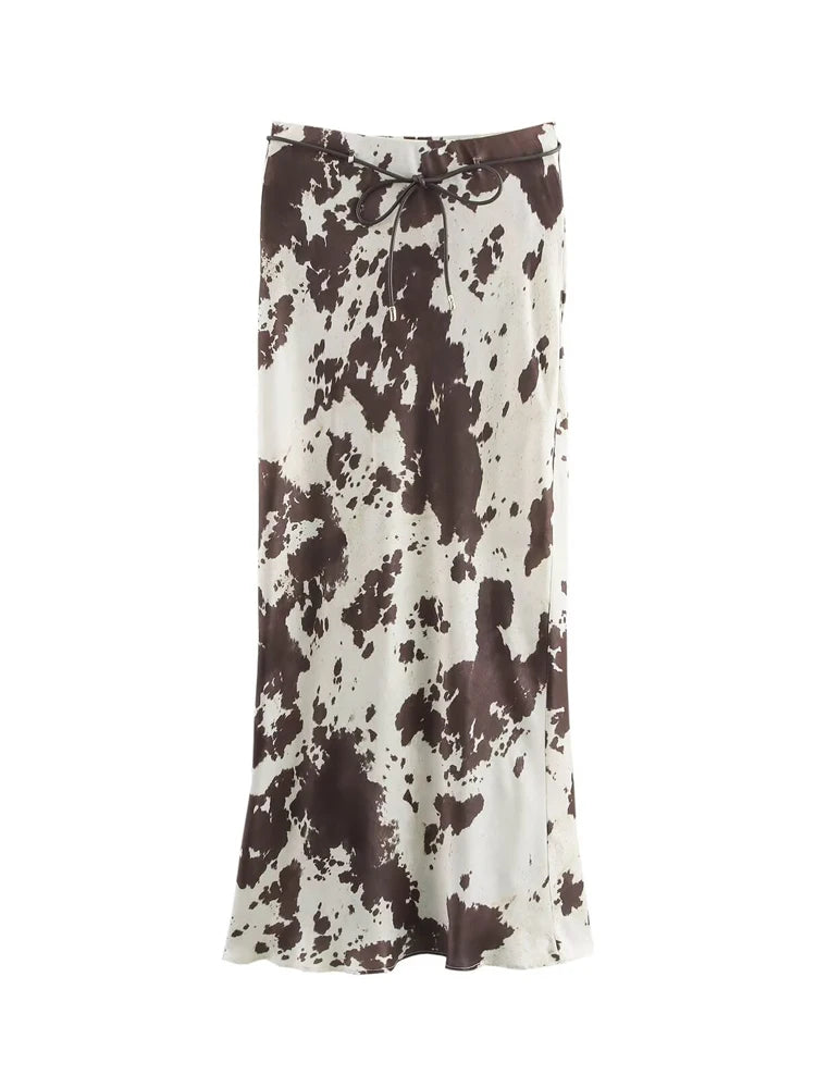 Jupes longues en satin imprimé pour femmes