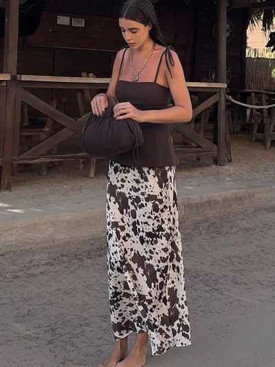 Jupes longues en satin imprimé pour femmes