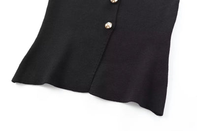 Gilet court en tricot pour femme sans manches, boutonné