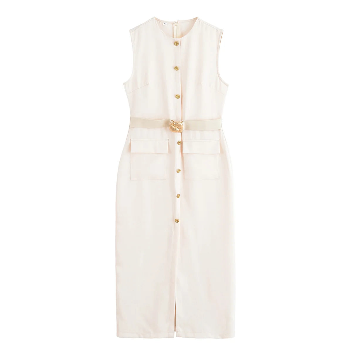 MUJER 2025 Robes pour femmes  mi-longue sans manches  Printemps/été