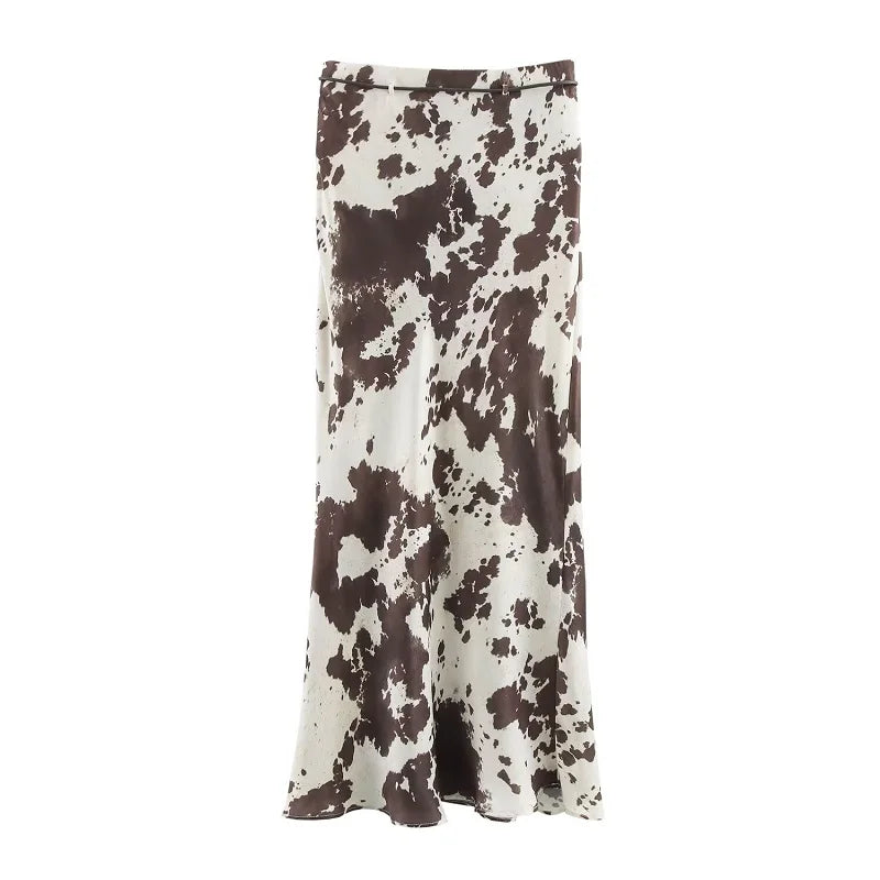 Jupes longues en satin imprimé pour femmes