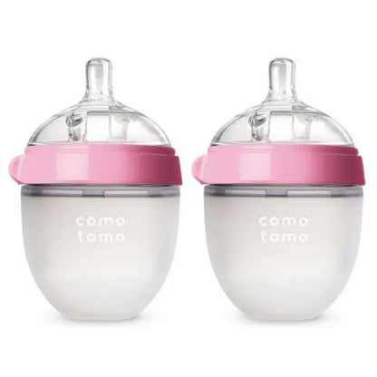 2 Pack Green and Pink Silicone Baby Bottles – 5 oz &amp; 8 oz | BPA Free