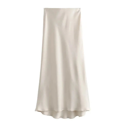 Jupe longue en satin taille haute pour femme été