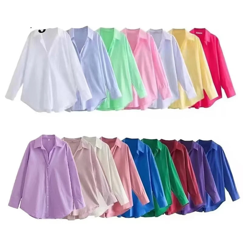 Chemise à boutons multicolores pour femme d'été