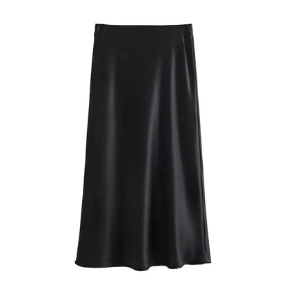 Jupe longue en satin taille haute pour femme été