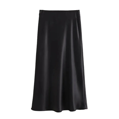 Jupe longue en satin taille haute pour femme été