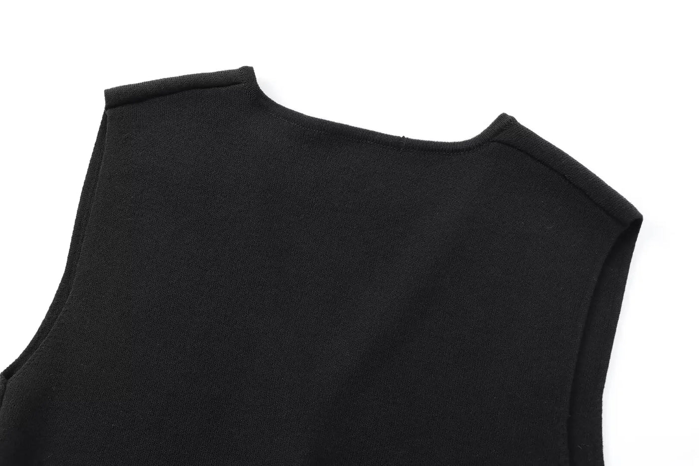 Gilet court en tricot pour femme sans manches, boutonné