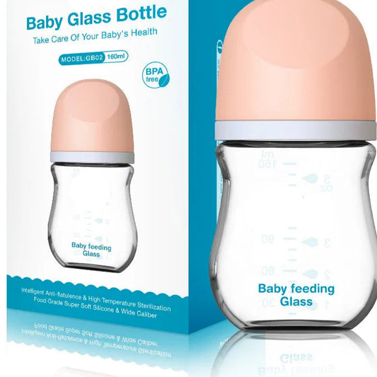 e-Caliber Anti-Colic Glass Baby Bottle – Infants 0-3 Months, BPA Free 