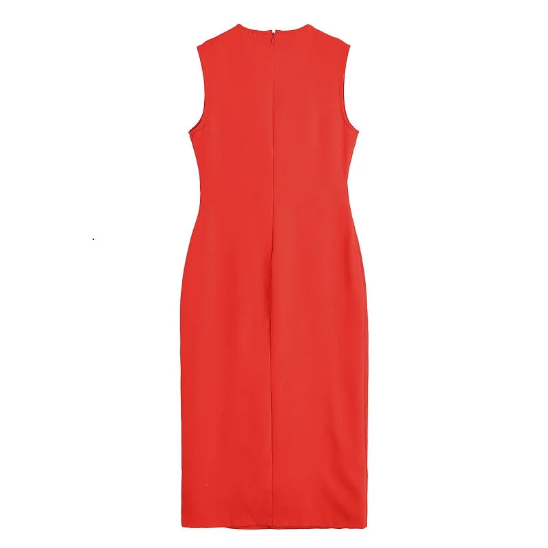 MUJER 2025 Robes pour femmes  mi-longue sans manches  Printemps/été