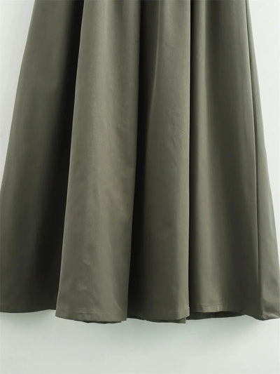 Robe longue à fermeture éclair pour femme sans manches, plissée